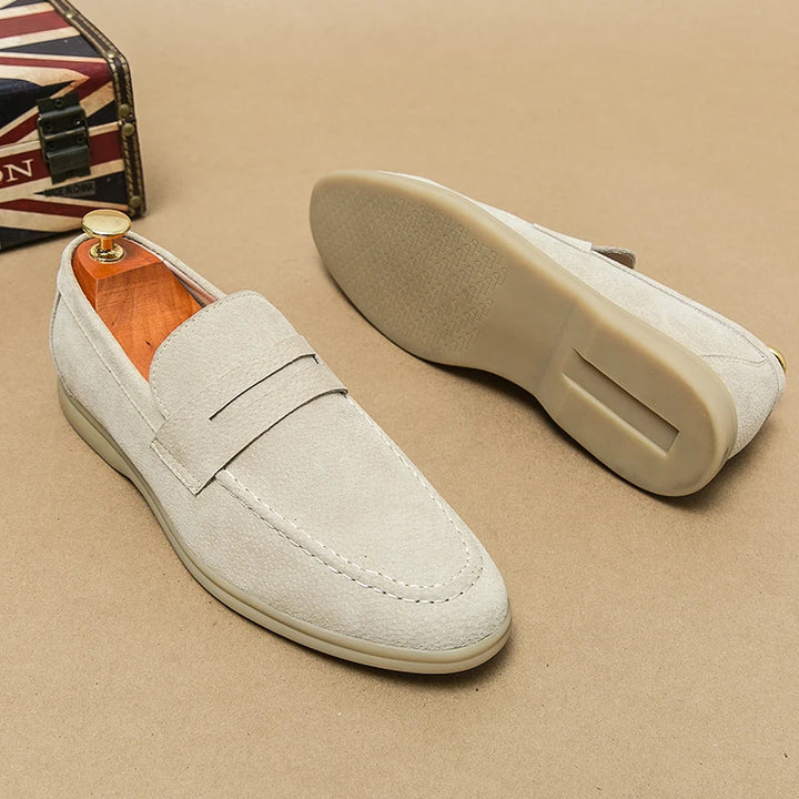 Eden Bone Suede Loafers