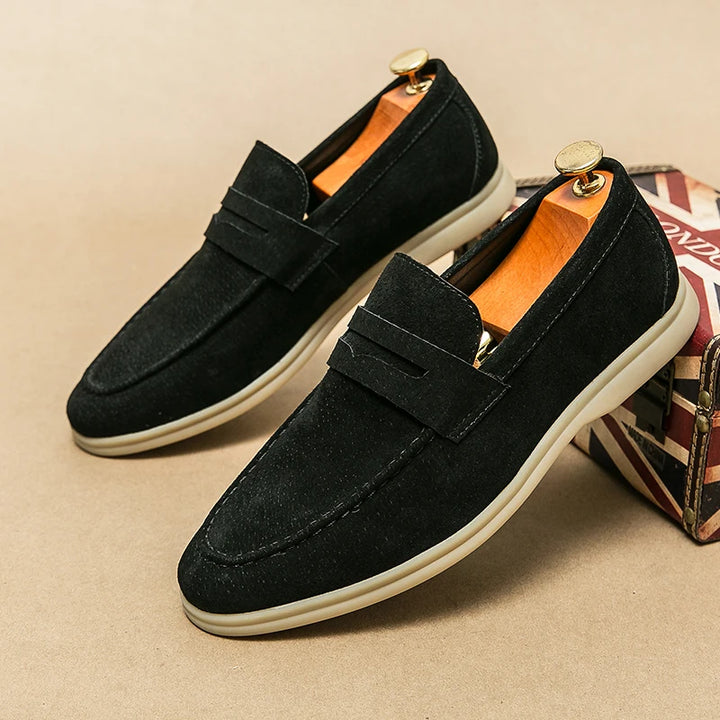 Eden Bone Suede Loafers