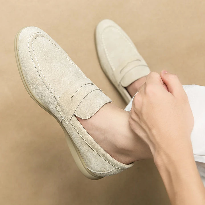 Eden Bone Suede Loafers