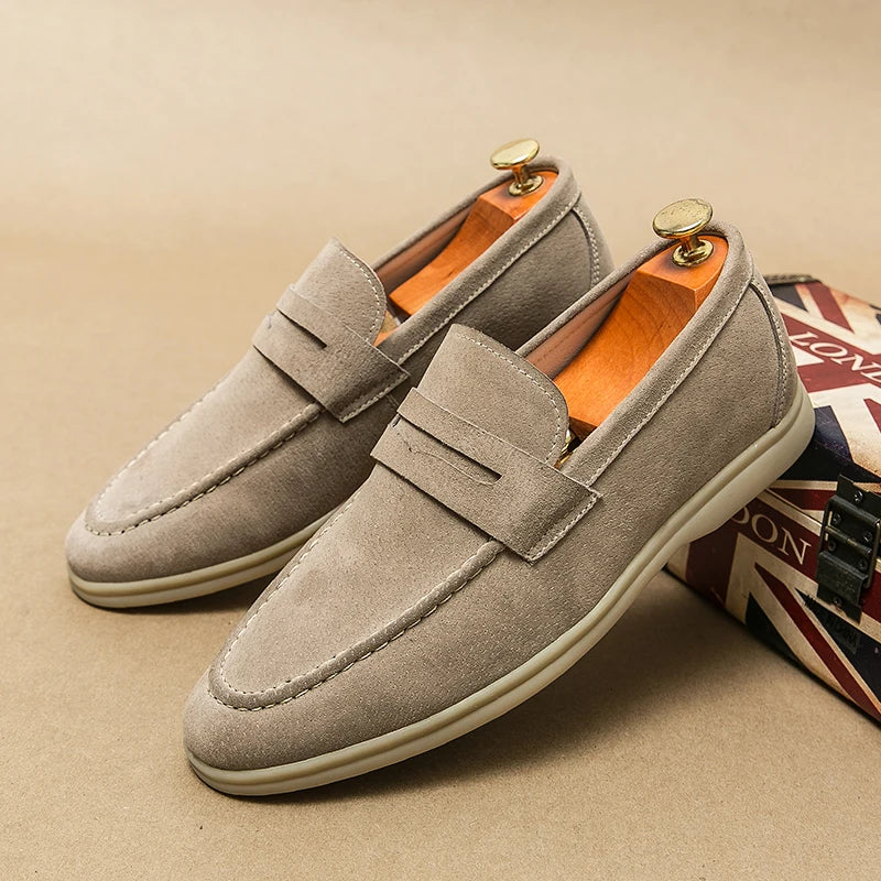 Eden Bone Suede Loafers