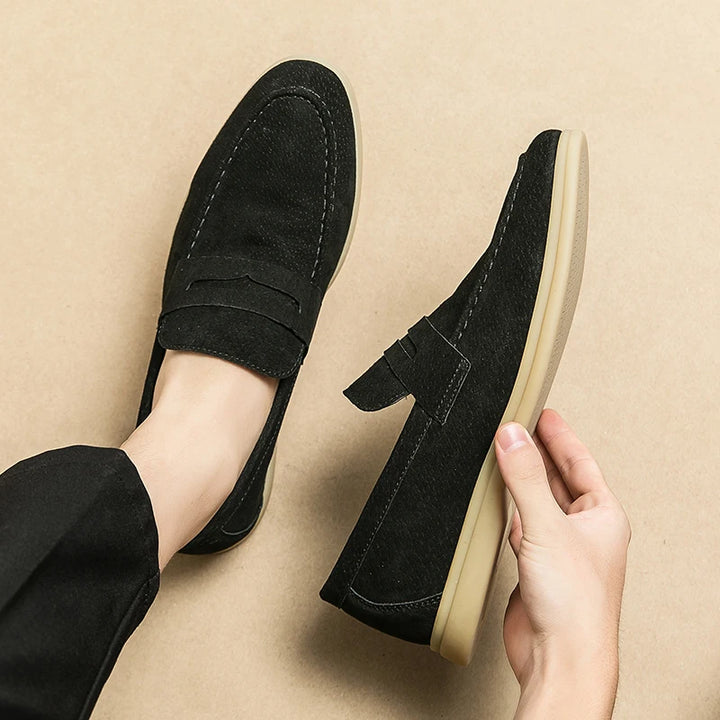 Eden Bone Suede Loafers