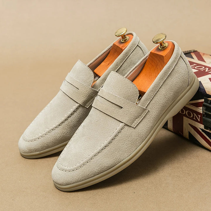 Eden Bone Suede Loafers