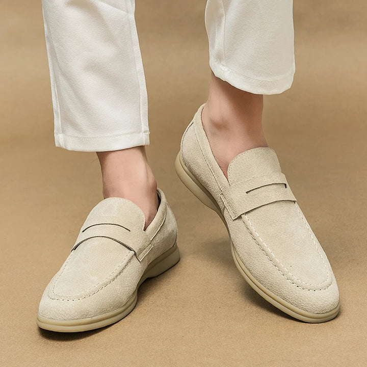 Eden Bone Suede Loafers